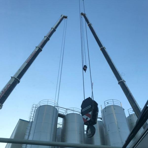 Trabajo conjunto de grúas